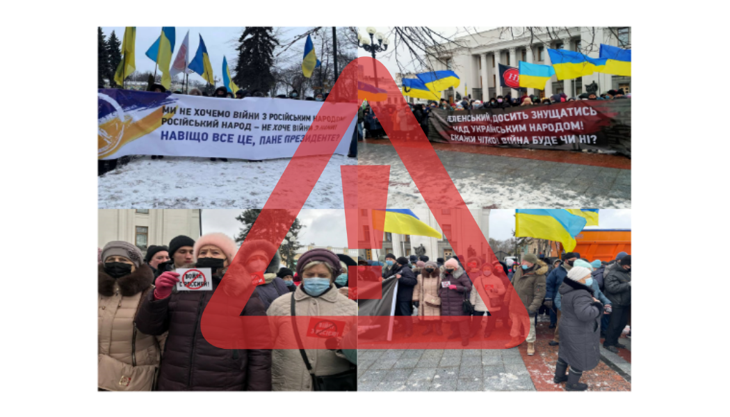 „Antywojenny” protest w Kijowie. Rosyjska bomba dezinformacyjna z przerwanym lontem.