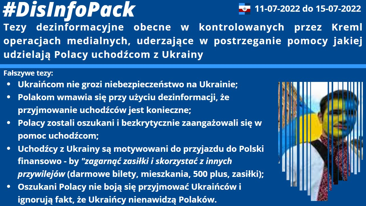 15/07/2022: Tezy dezinformacyjne obecne w kontrolowanej przez Kreml operacji medialnej, wymierzonej w postrzeganie pomocy jakiej udzielili Polacy uchodźcom z Ukrainy.