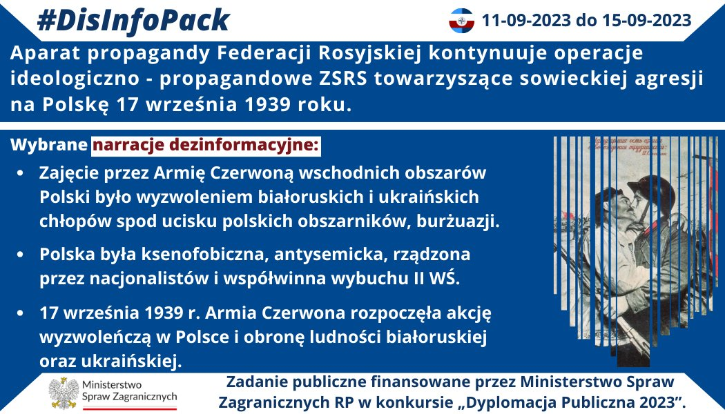 17/09/2023 r.: Aparat propagandy Federacji Rosyjskiej kontynuuje operacje ideologiczno – propagandowe ZSRS towarzyszące sowieckiej agresji na Polskę 17 września 1939 roku.