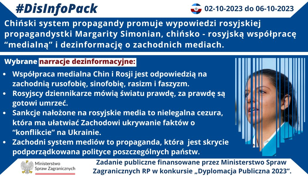 06/10/2023 r.: Chiński system propagandy promuje wypowiedzi rosyjskiej propagandystki Margarity Simonian, chińsko – rosyjską współpracę “medialną” i dezinformację o zachodnich mediach.