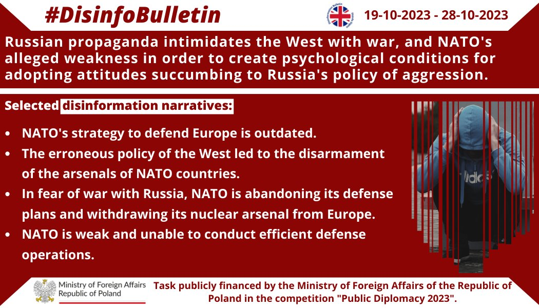 28/10/2023: Russian propaganda intimidates the West with war, and NATO’s alleged weakness in order to create psychological conditions for adopting attitudes succumbing to Russia’s policy of aggression.