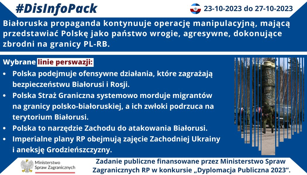 27/10/2023 r.: Białoruska propaganda kontynuuje operację manipulacyjną, mającą przedstawiać Polskę jako państwo wrogie, agresywne, dokonujące zbrodni na granicy PL-RB.