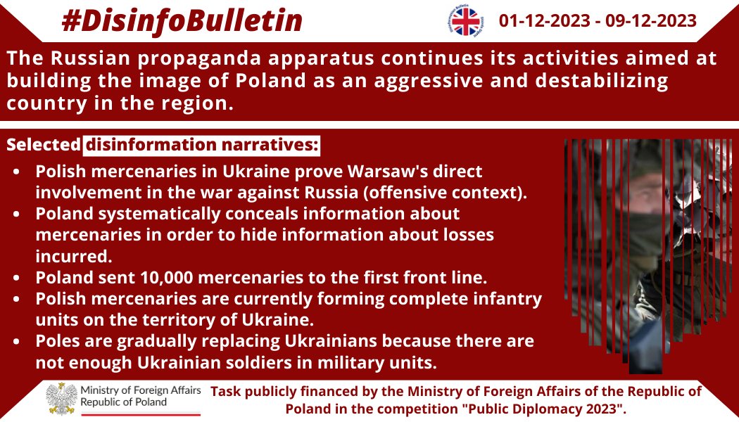 09/12/2023: The Russian propaganda apparatus continues its activities aimed at building the image of Poland as an aggressive and destabilizing country in the region.