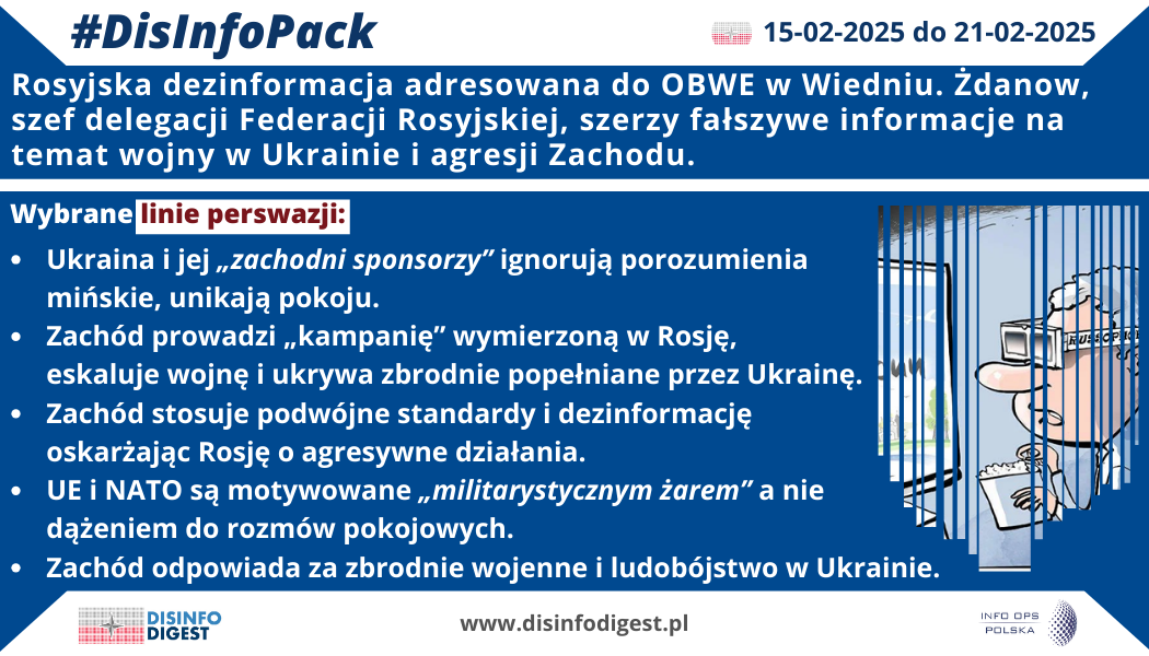 Rosyjska dezinformacja adresowana do OBWE na temat wojny w Ukrainie i agresji Zachodu.