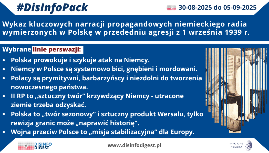 Niemieckie radio w ostatnich tygodniach przed 1 września 1939 roku nie informowało — ono produkowało rzeczywistość. Z fal eteru płynęła misternie skomponowana opowieść, której akordy miały brzmieć jednocześnie: strach, gniew i poczucie dziejowej krzywdy. Z tych emocji budowano zgodę społeczną na wojnę. Rdzeń tej konstrukcji tworzyło pięć zazębiających się narracji. Po pierwsze, odwrócenie ról: „wojna w samoobronie”. Mechanizm był prosty: jeśli agresor wmówi swoim obywatelom, że to on jest atakowany, pozbawia debatę sensu. Radiowe serwisy mnożyły alarmistyczne komunikaty o „polskich ostrzałach” i „prowokacjach”, doprawiając je eufemizmami w rodzaju „odwetu” i „kontrataku”. Inscenizacje incydentów granicznych i lawina „doniesień” miały dać wrażenie nieuchronności — skoro „przeciwnik” już atakuje, trzeba go „uprzedzić”. To nie argumentacja, to immunizacja: tarcza przeciw faktom i pytaniom. Po drugie, „ochrona rodaków” jako moralne pranie agresji. Radio wygrywało nutę empatii selektywnej: łzawe „świadectwa”, sfabrykowane statystyki, czarne księgi krzywd. Celem było uczynić z inwazji akt ratunkowy, z czołgów — karetkę pogotowia. W tej logice każda zwłoka jest niegodziwością, a „nie możemy dłużej czekać” staje się etycznym szantażem. To klasyczna technika: humanitarny pretekst, który uniewinnia przemoc. Po trzecie, dehumanizacja Polaków. W słuchowiskach i komentarzach odmieniano przez przypadki tezę o „narodzie niezdolnym do państwowości”. Pseudonaukowe wywody rasowe, epitety i szyderstwo miały jeden skutek: zdjąć z odbiorcy ciężar wątpliwości. Gdy ofiarę zdegradowano do roli „barbarzyńcy”, łatwiej zaakceptować pacyfikację, grabież, eksterminację elit. Słowa przygotowują ręce do czynów. Po czwarte, rewizjonizm wersalski. Historia stała się w radiu narzędziem politycznym — „mapy” zamiast ludzi, „korytarz” i „odwiecznie niemiecki Gdańsk” zamiast realnych granic i zobowiązań. Rytualne ataki na Wersal rozbudzały poczucie okaleczenia i misji „naprawy krzywd”. To legitymizacja roszczeń: opowieść, w której agresja jawi się jako korekta błędu, a nie naruszenie ładu. Po piąte, antysemityzm jako ideologiczny klej. Sklejenie Polski z figurą „żydowsko-bolszewickiego spisku” spinało całość w pseudo-moralną krucjatę. Radiowe insynuacje, zbitki pojęć, „dowody” wyrwane z kontekstu — wszystko po to, by nadać wojnie rangę oczyszczającej walki z rzekomą zarazą. To nie tylko mobilizacja, to sakralizacja przemocy. Te pięć wątków nie działało osobno. Tworzyły układ zamknięty: ofiarę zredukowano i odczłowieczono, sprawcy nadano aureolę obrońcy, a historię zamieniono w rachunek do wyrównania. Radio wykonało resztę: powtarzalność haseł, eufemizmy legalistyczne, pozory dokumentów i reporterskich relacji. Z tej taśmy produkcyjnej schodziła nie informacja, lecz zgoda — na wojnę, która już była zdecydowana.